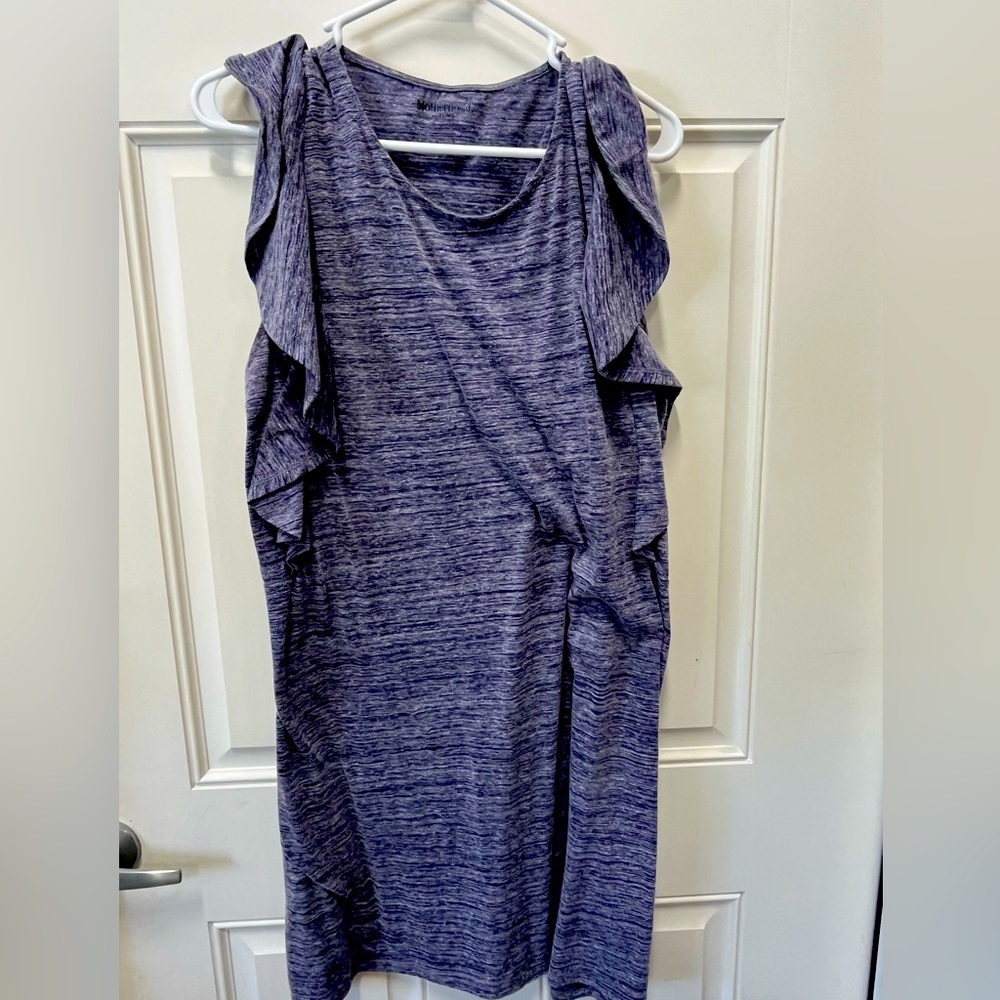 Motherhood Nursing Purple Ruffle Sleeve Dress